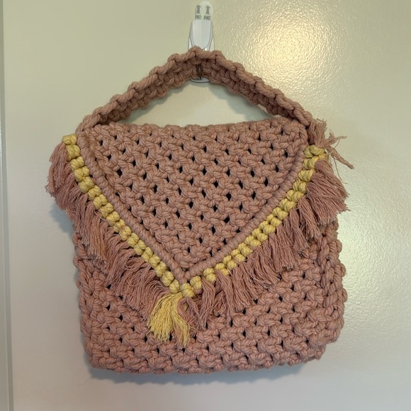 Hand Crafted Handbags - Handmade macrame clutch/bag - Dusty Pink